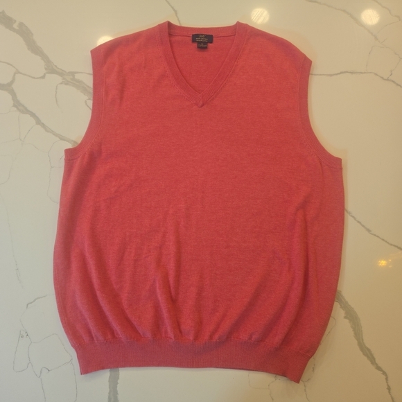 Supima Cotton Brooks Brothers Mens V-Neck Lightweight Sweater Vest Pink XL - Picture 1 of 8